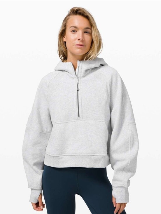 lululemon athletica Sweaters - lululemon Scuba Oversized Light Heather Gray Half-Zip Hoodie Sweater SizeXl/XLL